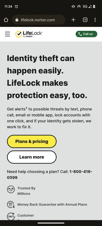 LifeLock mobile preview screenshot. 