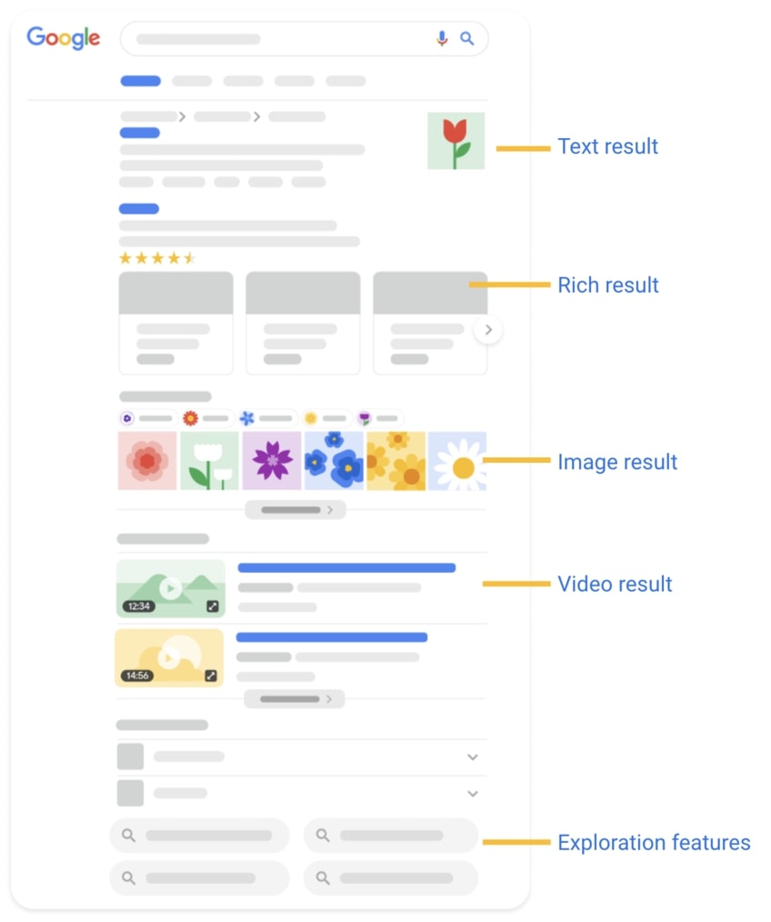 Infographic of Google SERP sections