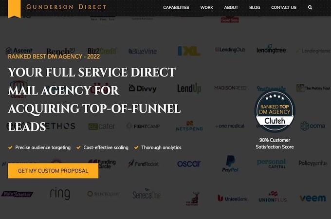 Screenshot of Gunderson Direct homepage.