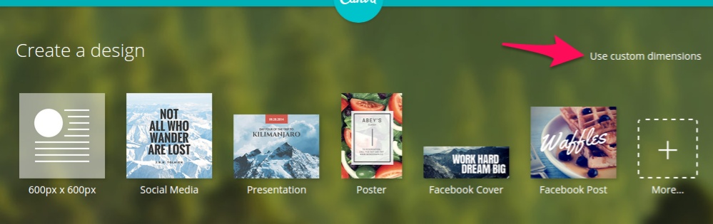 Canva use custom dimensions feature