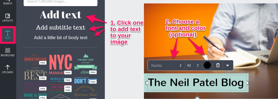 Canva text feature example