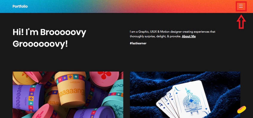 Hamburger menu example from the Portfolio site. 