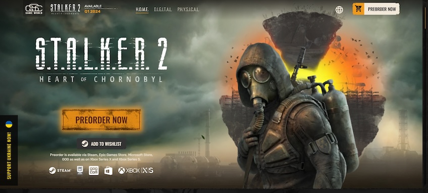 S.T.A.L.K.E.R. 2 website homepage. 