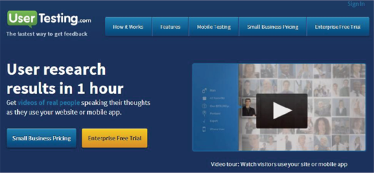 UserTesting.com homepage.