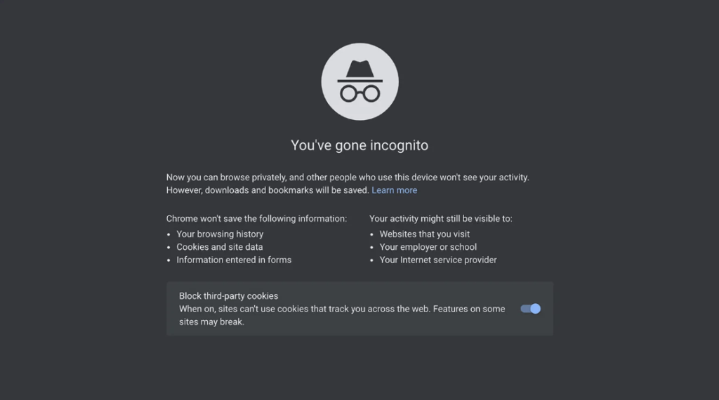 Google incognito page