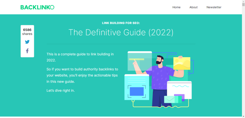 Screenshot of BackLino link-building article. 