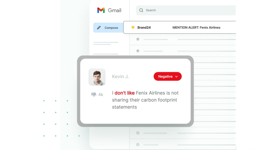 Example of a negative sentiment analysis from Brand24