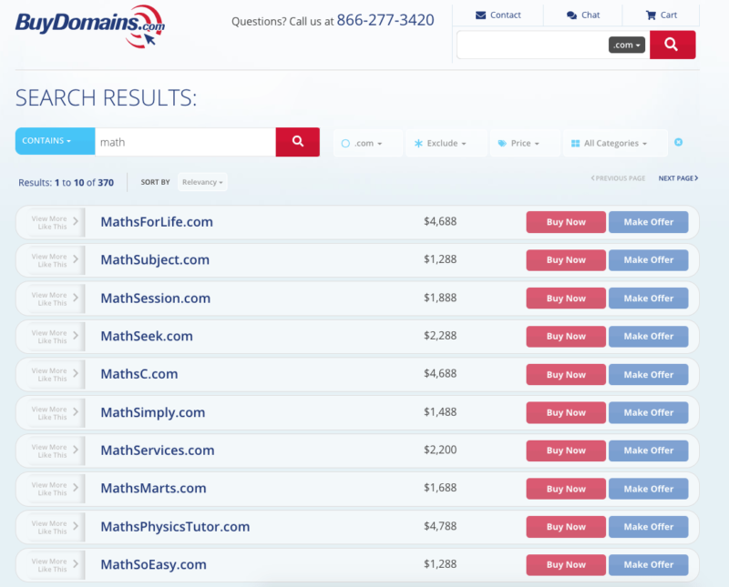 BuyDomain.com domain purchase flow