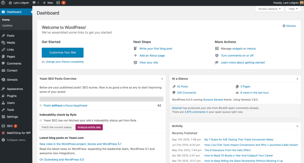 WordPress Dashboard