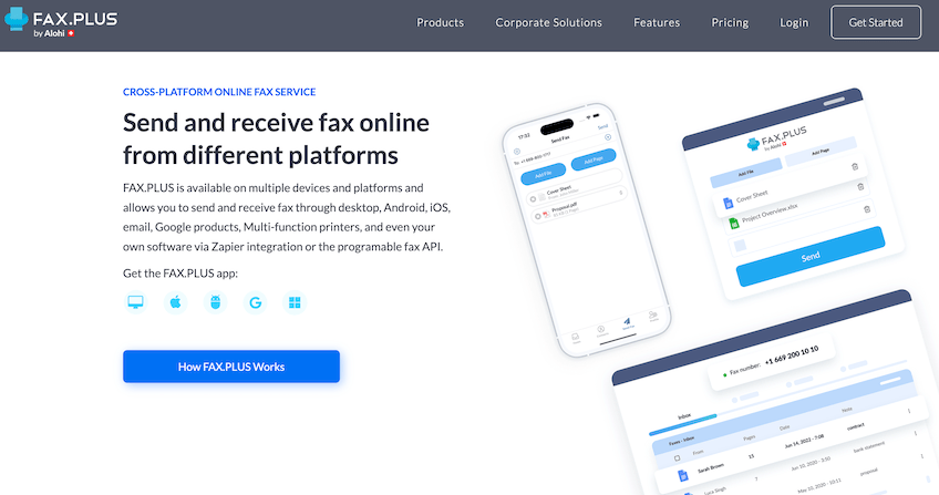 Fax.Plus cross-platform online fax service.