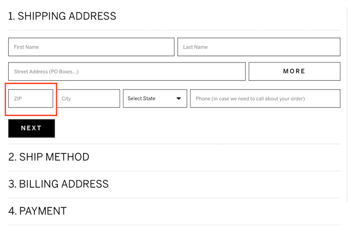 A screenshot of the Frontgate checkout screen.