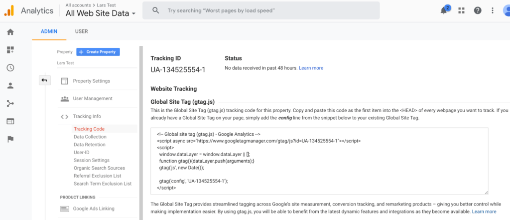 Google Analytics Tracking Code