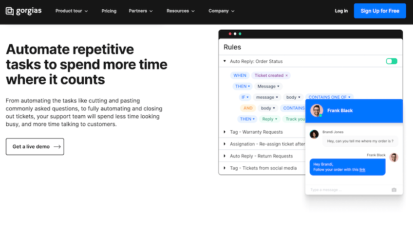 Example of Gorgias automated ticket workflow 