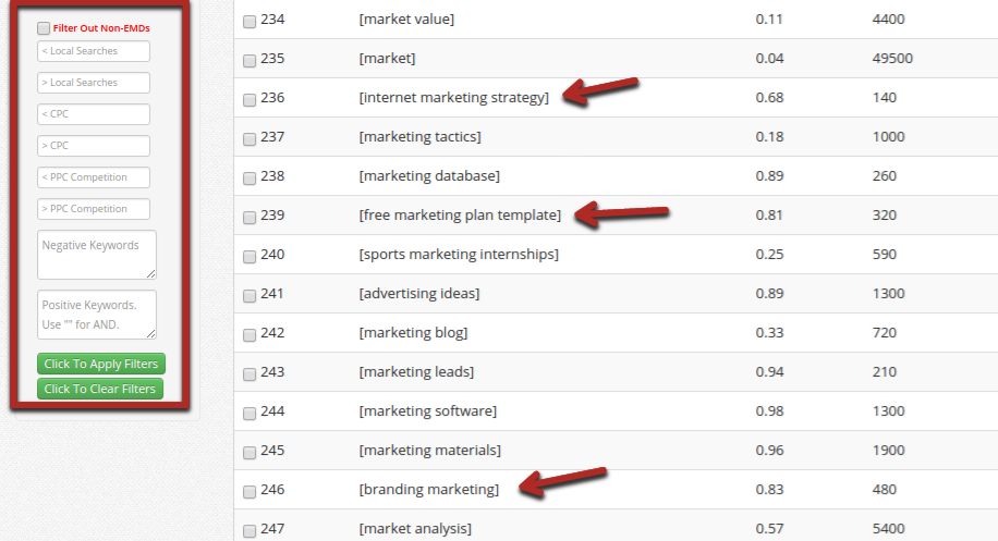 filter results function example