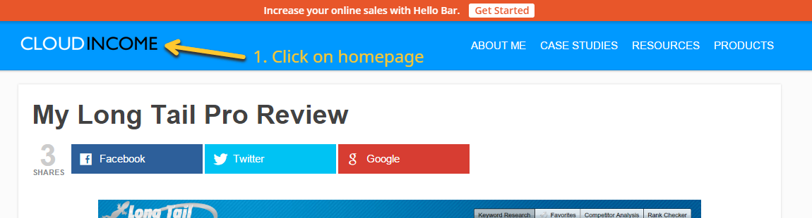 Screenshot of website with newsletter - process of finding bloggers to review your product