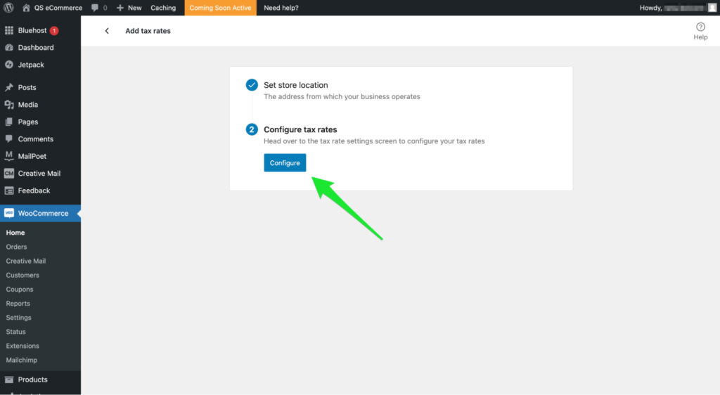 WooCommerce configure your tax rate example.