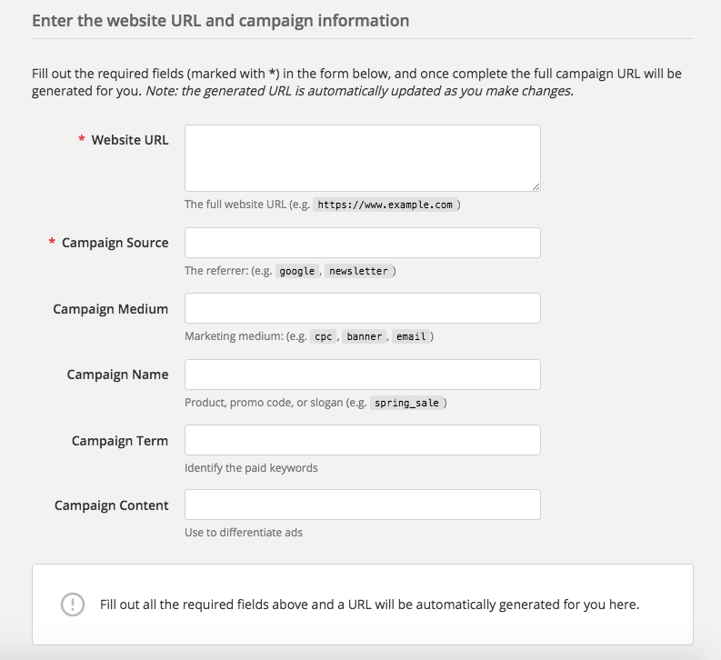 UTM parameters screenshot.