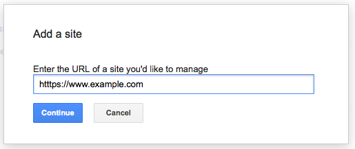 Google Search Console add site feature screenshot.