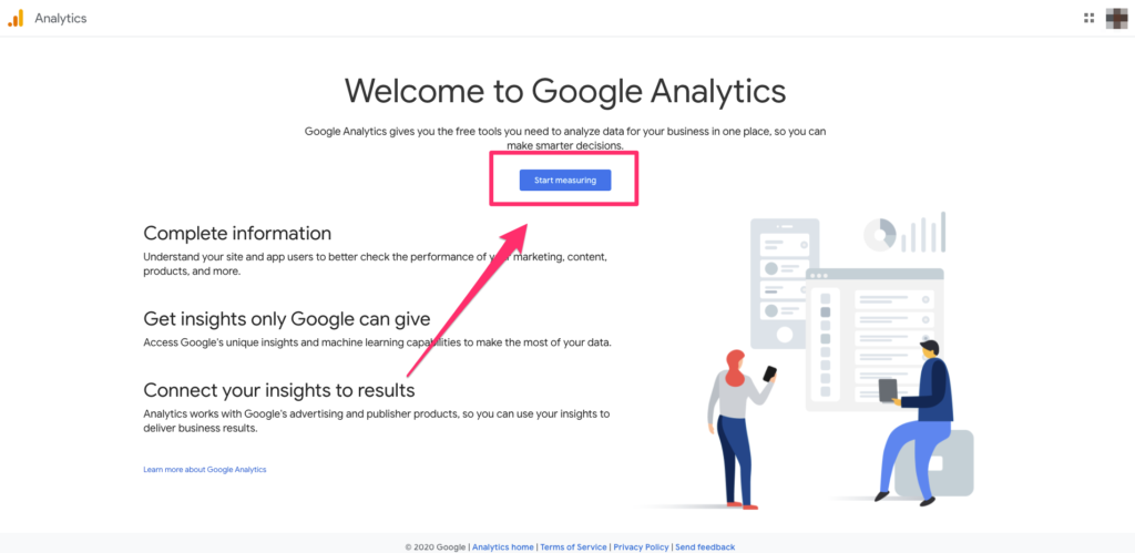 Google Analytics homepage.