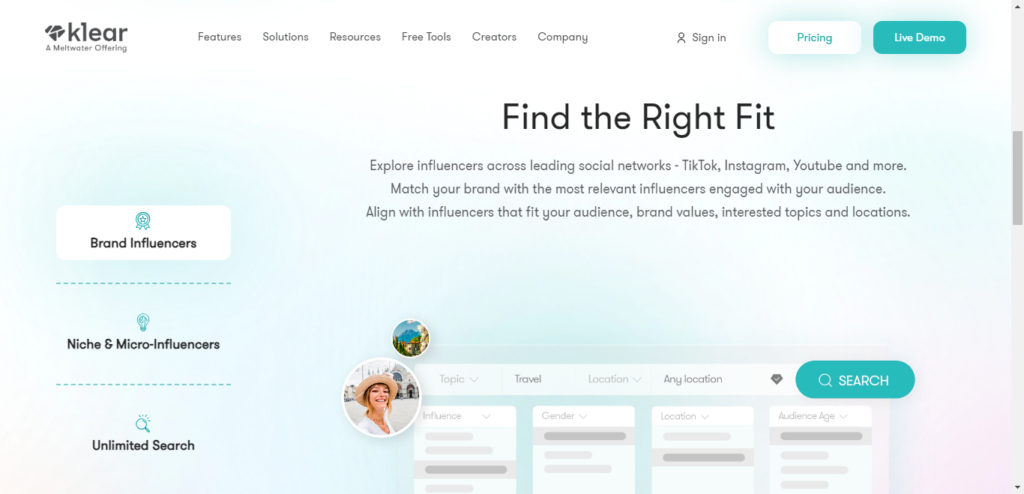 Klear influencer website