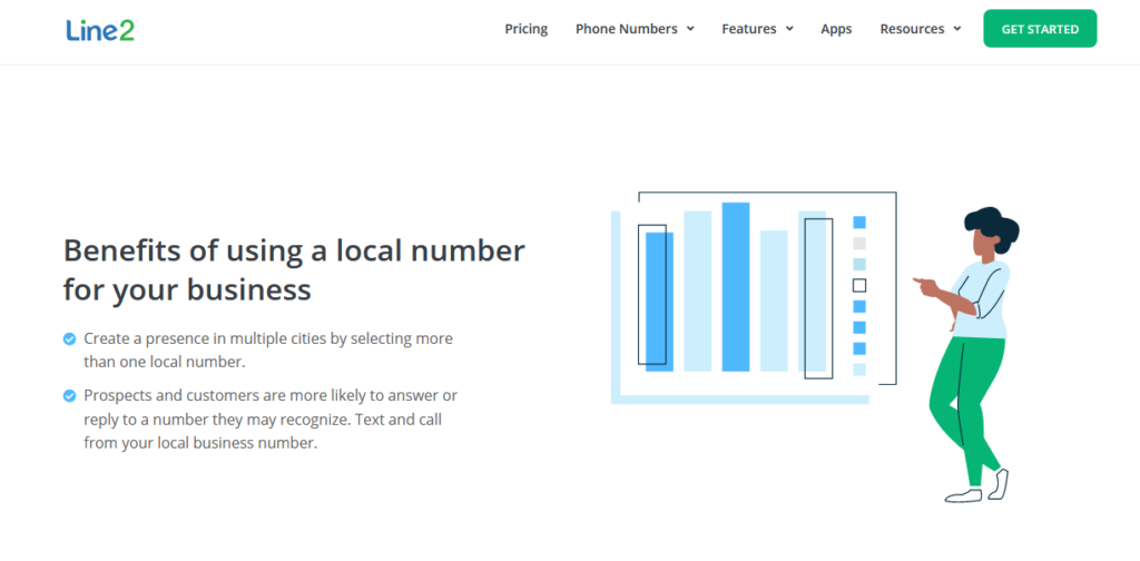 Line2 business phone system homepage.