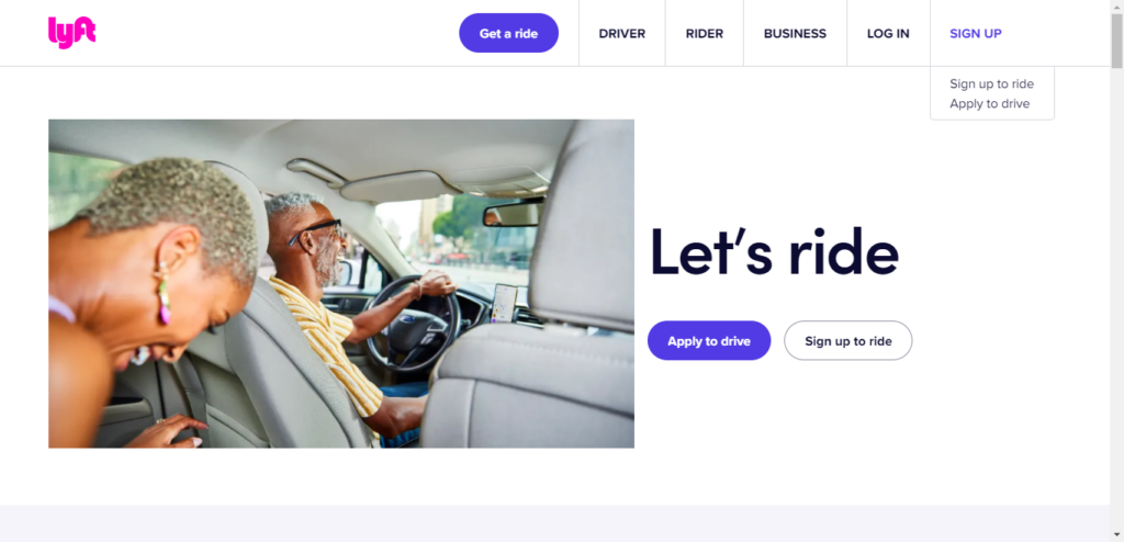 Image of Lyft marketing that highlights branding color scheme. 