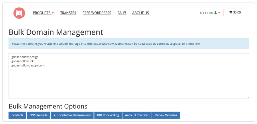 Porkbun bulk domain management