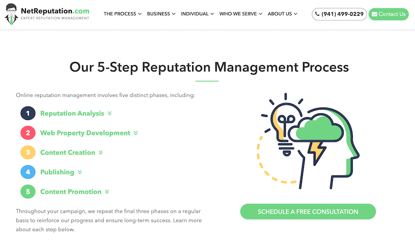 Overview grid of NetReputation reputation analysis metrics