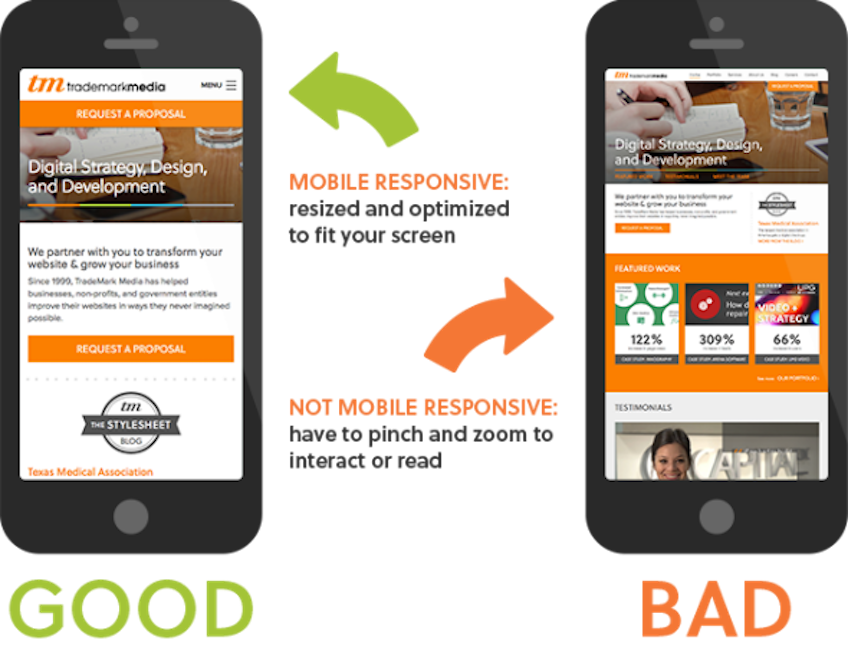 Standard website vs mobile optimized website