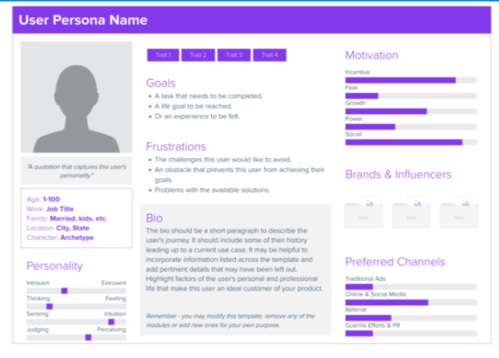 Screenshot of Optin Monster's user persona example. 