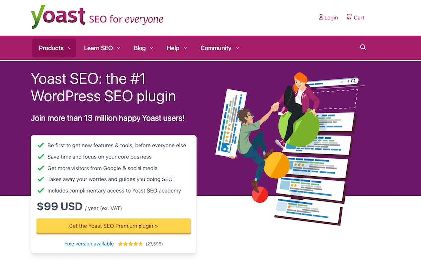 Screenshot of Yoast SEO homepage