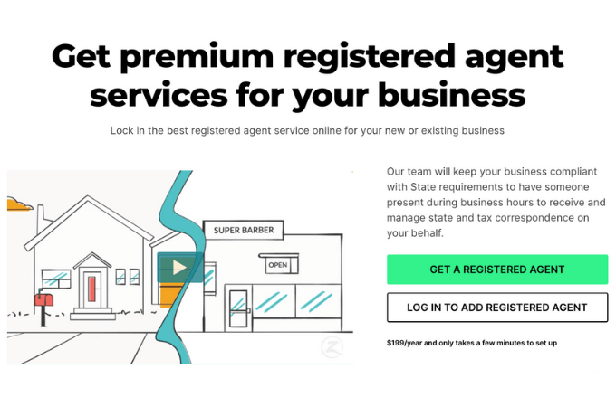 ZenBusiness Registered Agent webpage